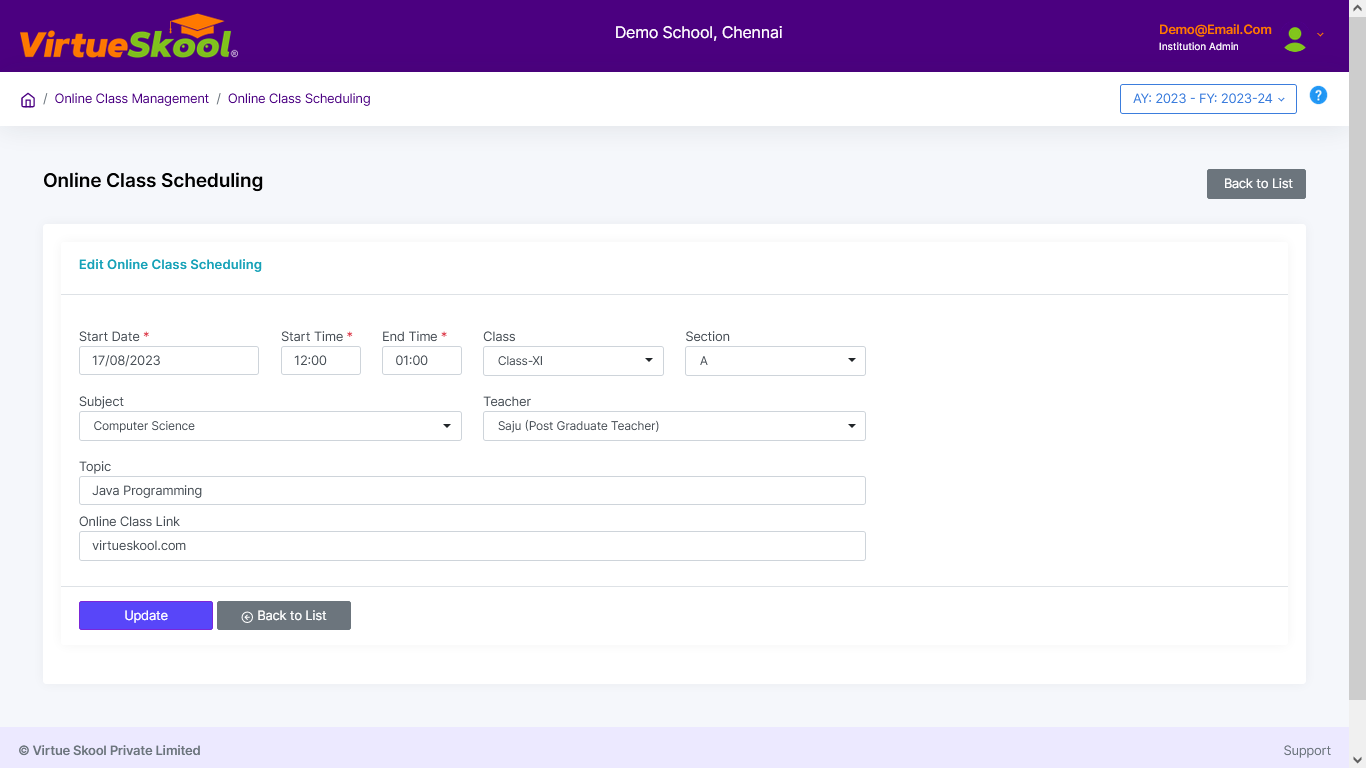 Online class Schedule 2