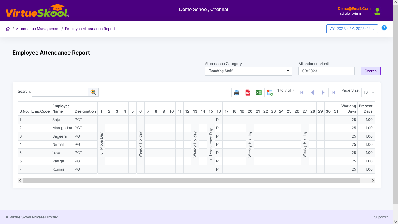 Employee Attendance Report 1