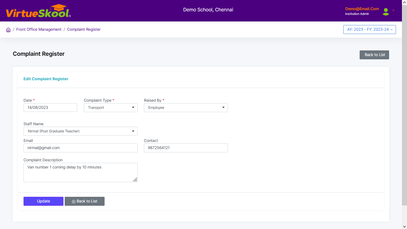 Complaint Register 2