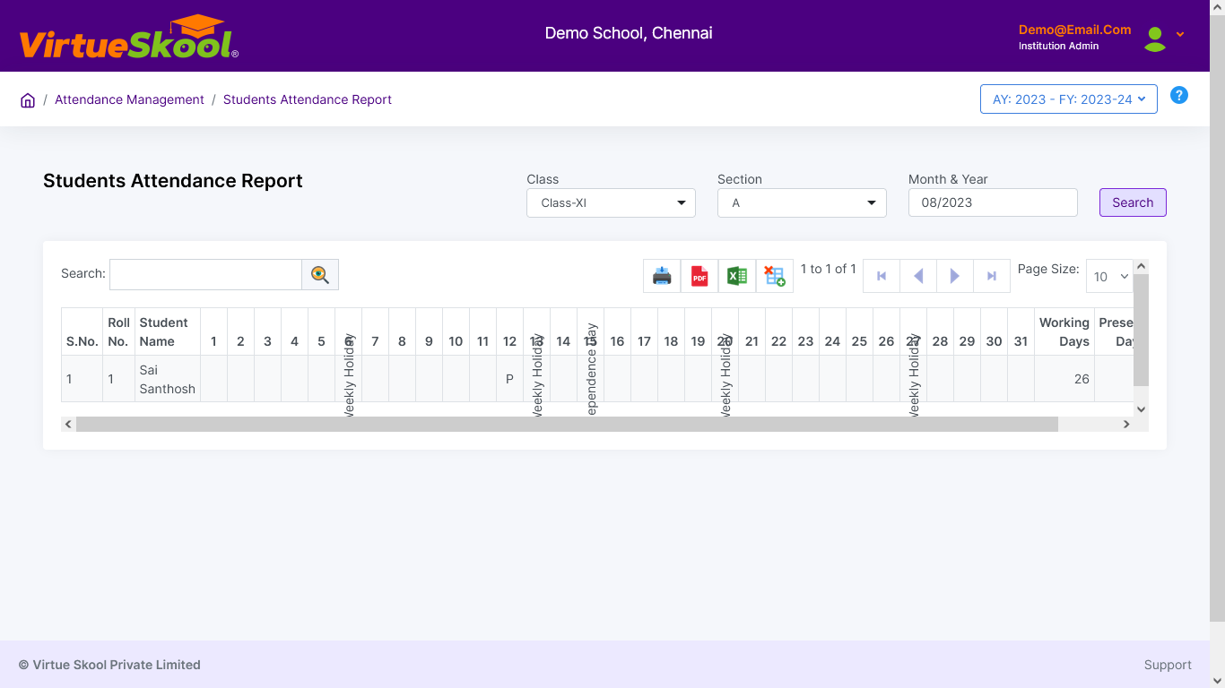 Student Attendance Report 1