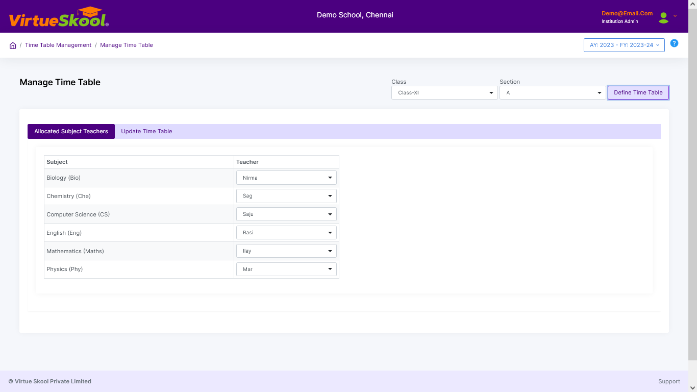 Manage Time Table 1