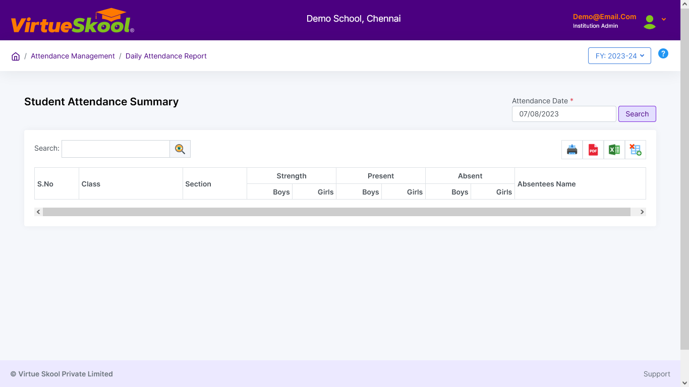 Student Attendance Summary